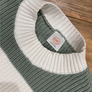 Green and White Sweater